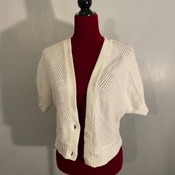 Worthington V-Neck Short Sleeve Cardigan Sweater Size L - Picture 5 of 9